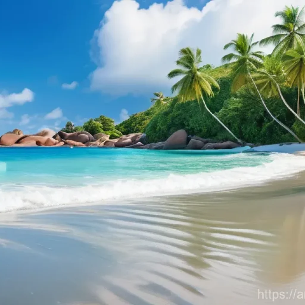 세이셸 마헤섬 여행 팁 - **Prompt 1: Serene Mah&eacute; Secluded Beach** "A breathtaking, pristine secluded beach on Mah&eacute;, Seych...
