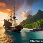 Home 22 세이셸 해적과 관련된 역사 - A dramatic scene of 17th-century Indian Ocean pirate ships anchored in secluded coves around the Sey...