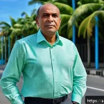 Home 20 세이셸 유명 인물 소개 - A dignified portrait of François Renon, a Seychellois political leader in his 50s, standing confiden...