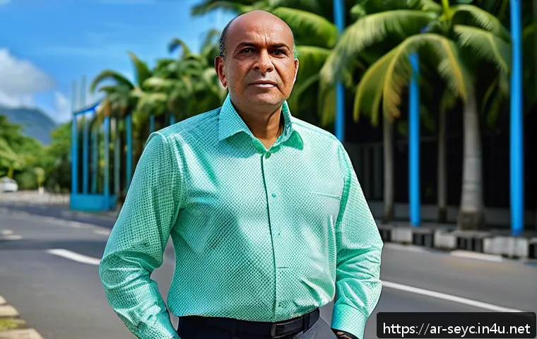 세이셸 유명 인물 소개 - A dignified portrait of Fran&ccedil;ois Renon, a Seychellois political leader in his 50s, standing confiden...